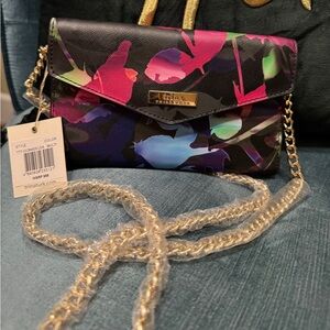 Trina Turk Vibrant Floral Clutch with Gold Chain